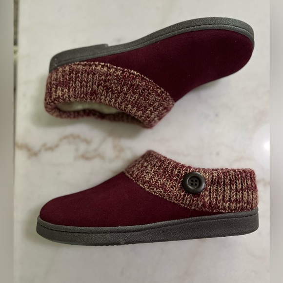 Clarks Womens Berry Premium Suede Leather Knitted Collar Clog Slippers Size 10 - Picture 1 of 6